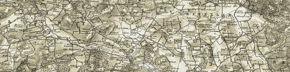 Old map of Lyne of Skene in 1909