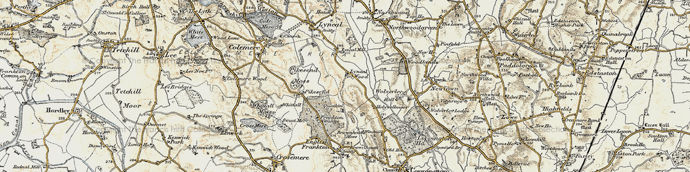 Old map of Pikes End Moss in 1902
