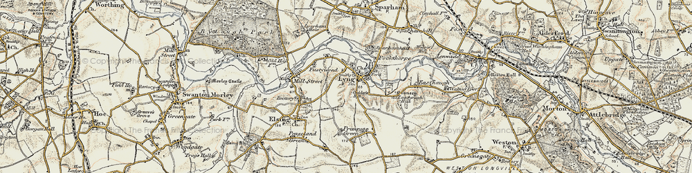 Old map of Lyng in 1901-1902