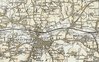 Old map of Lyngford in 1898-1900