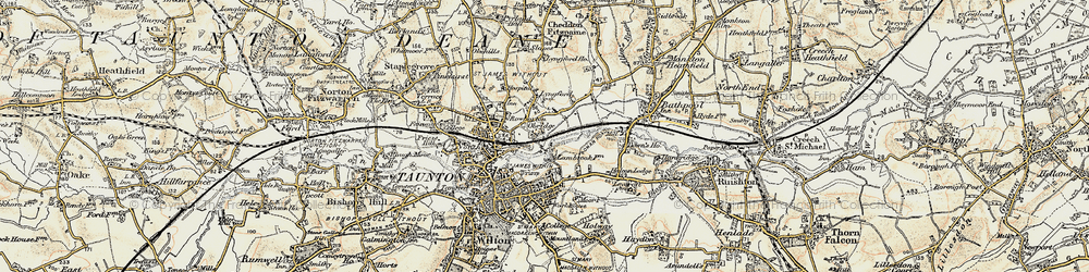 Old map of Lyngford in 1898-1900