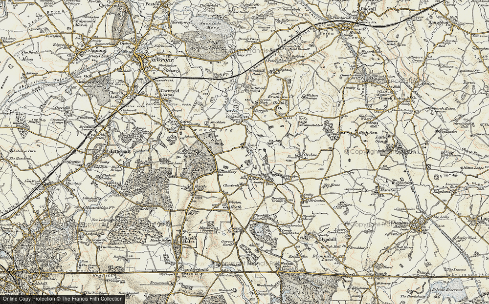 Old Map of Historic Map covering Stockton Moors in 1902