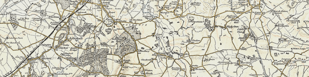 Old map of Stockton Moors in 1902