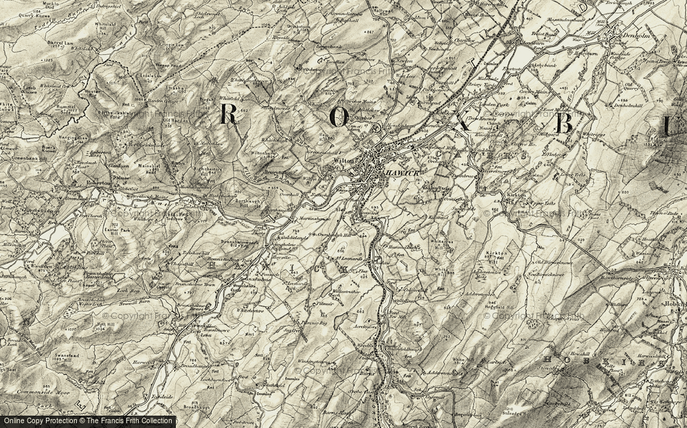 Old Map of Historic Map covering Borthaugh in 1901-1904
