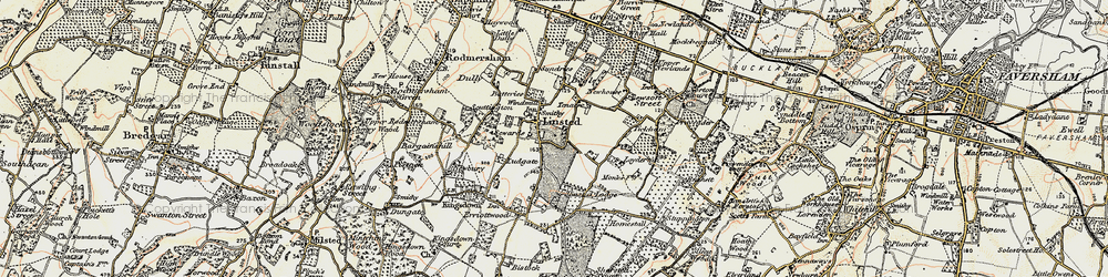 Old map of Lynsted in 1897-1898