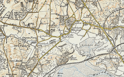 Old map of Lytchett Minster in 1899-1909