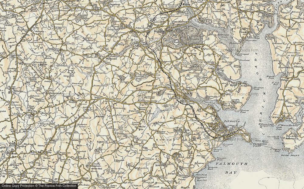 Old Map of Historic Map covering Lower Treluswell in 1900