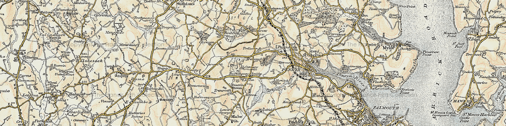 Old map of Mabe Burnthouse in 1900