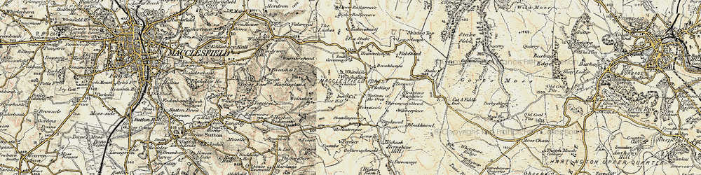 Old map of Macclesfield Forest in 1902-1903