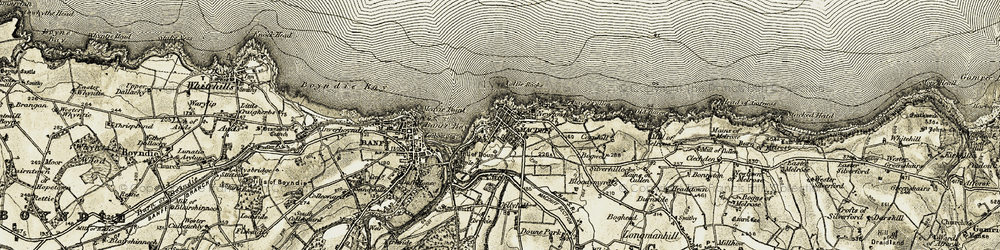 Old map of Bay of Cullen in 1910