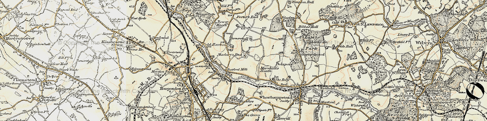 Old map of Mackerye End in 1898-1899