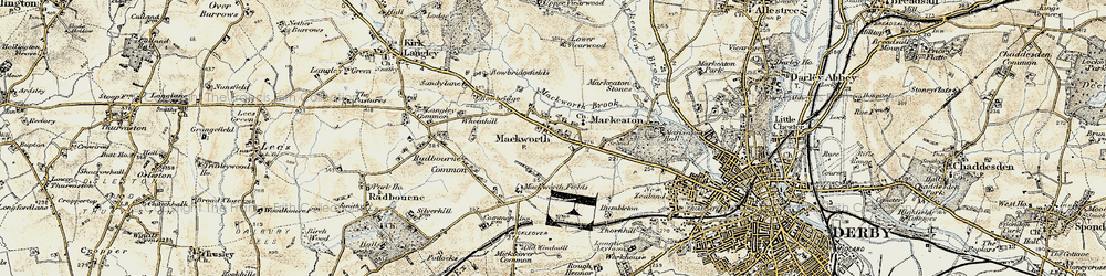 Old map of Mackworth in 1902-1903