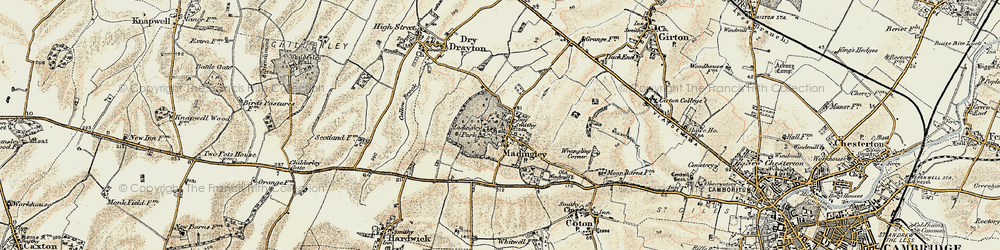 Old map of Madingley in 1899-1901