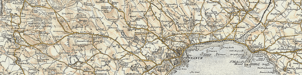 Old map of Boswednan in 1900
