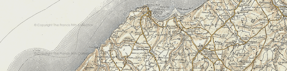Old map of Maen-y-groes in 1901-1903