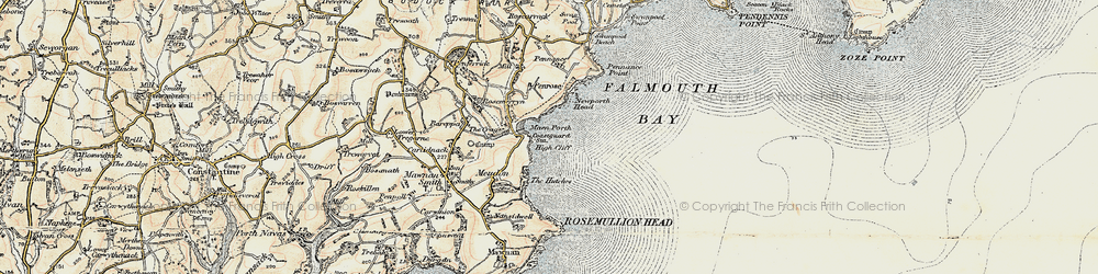Old map of Maenporth in 1900