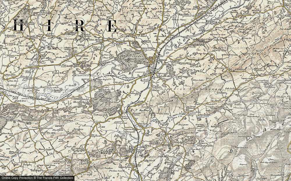Old Map of Historic Map covering Llettyglyd in 1900-1901
