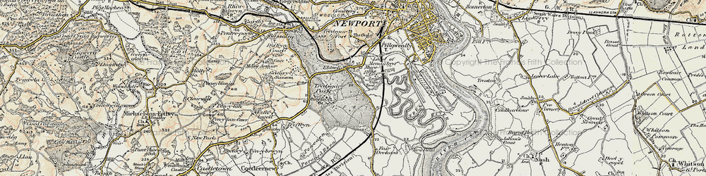 Old map of Maes-glas in 1899-1900