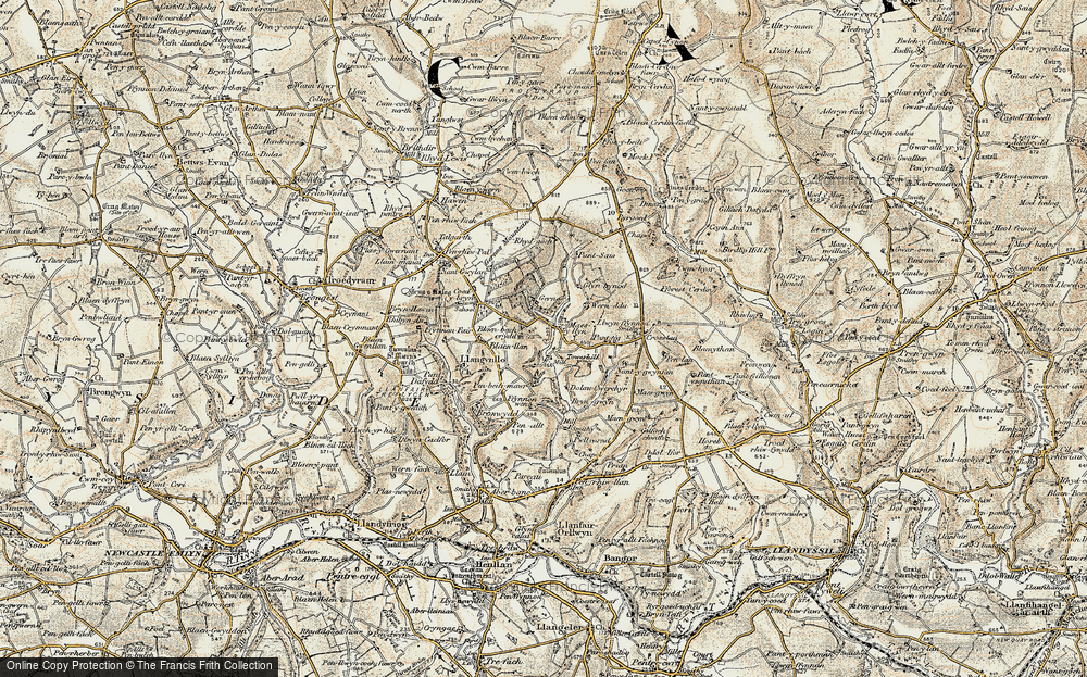 Old Map of Maes llyn, 1901 in 1901