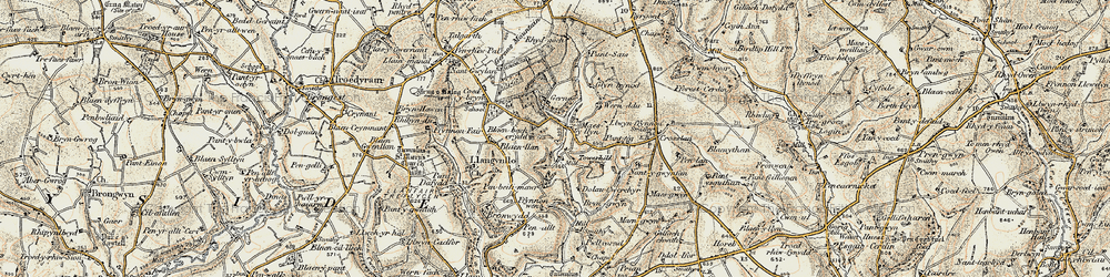 Old map of Maes llyn in 1901