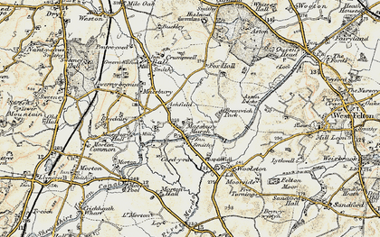 Old map of Maesbury Marsh in 1902