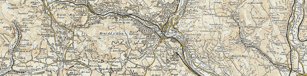 Old map of Maesycoed in 1899-1900