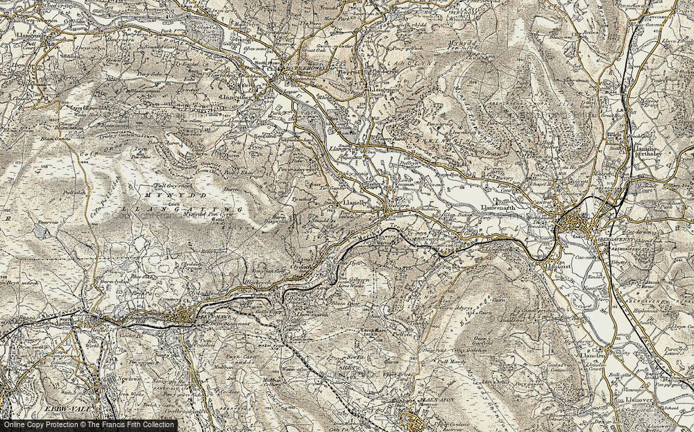 Old Map of Historic Map covering Pen-y-graig in 1899-1901