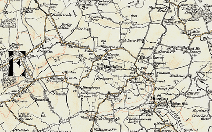 Old map of Magdalen Laver in 1898
