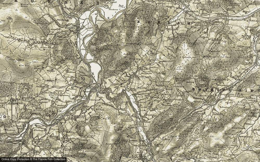 Old Map of Historic Map covering Wood of Arndilly in 1908-1910