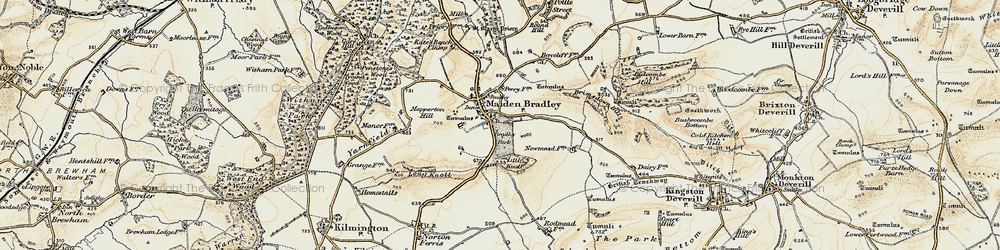 Old map of Maiden Bradley in 1897-1899