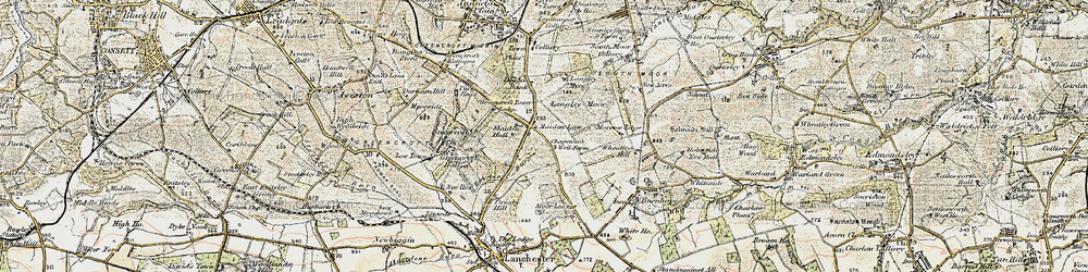 Old map of Maiden Law in 1901-1904