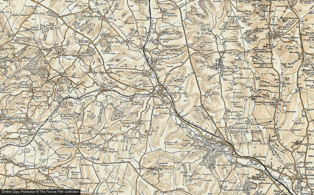 Old Map of Maiden Newton, 1899 in 1899