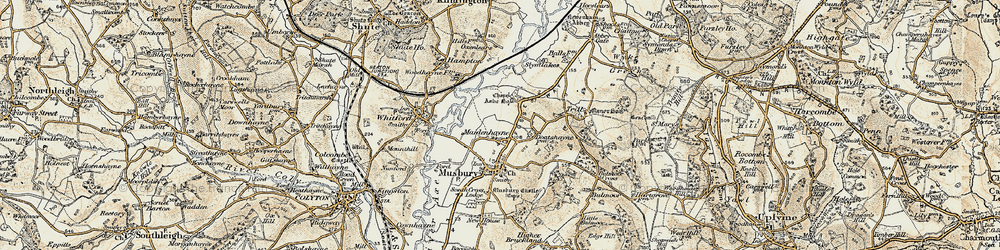 Old map of Maidenhayne in 1898-1900