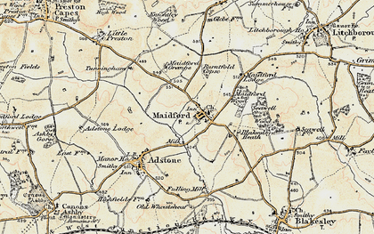 Old map of Maidford in 1898-1901
