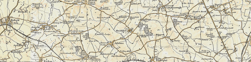 Old map of Maidford in 1898-1901