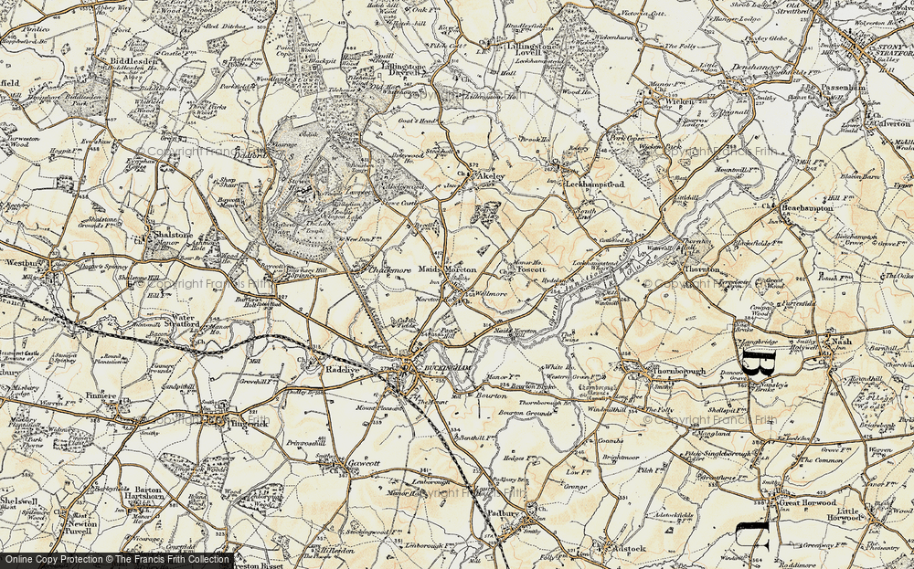 Old Map of Maids' Moreton, 1898-1901 in 1898-1901
