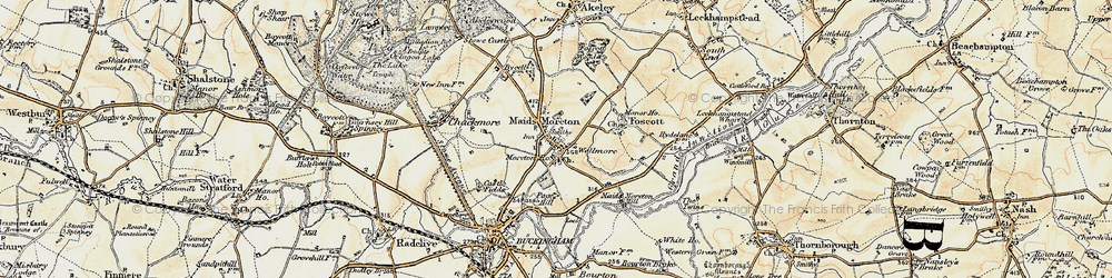 Old map of Maids' Moreton in 1898-1901