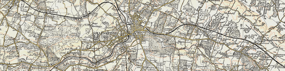 Old map of Maidstone in 1897-1898