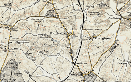 Old map of Maidwell in 1901-1902