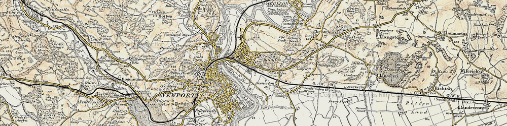 Old map of Maindee in 1899-1900