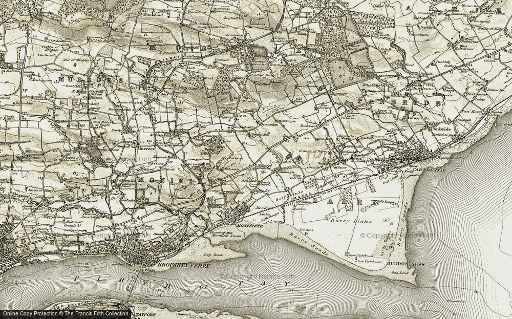 Old Map of Historic Map covering Ashbank in 1907-1908