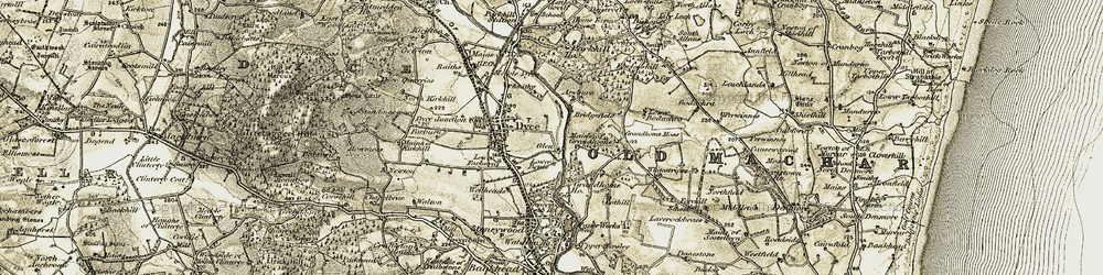 Old map of Mains of Grandhome in 1909