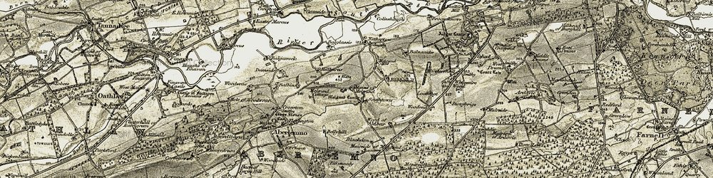 Old map of Blibberhill in 1907-1908