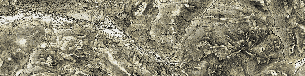 Old map of Leekscriadan in 1907-1908