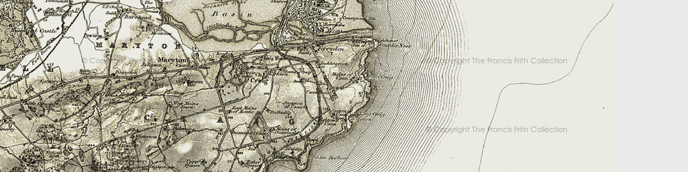 Old map of Mains of Usan in 1907-1908