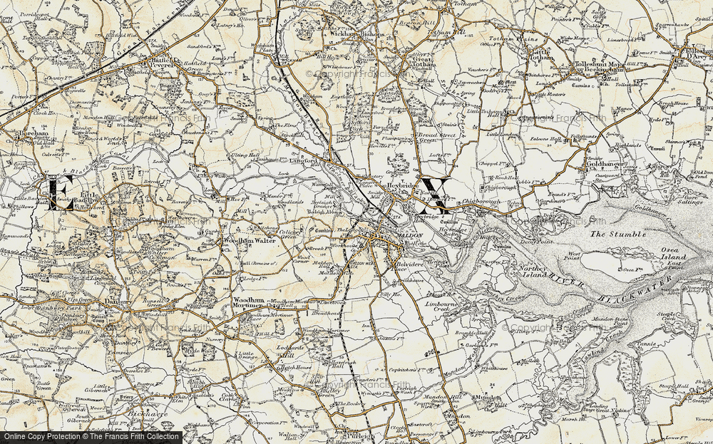 Old Map of Historic Map covering Beeleigh Abbey in 1898