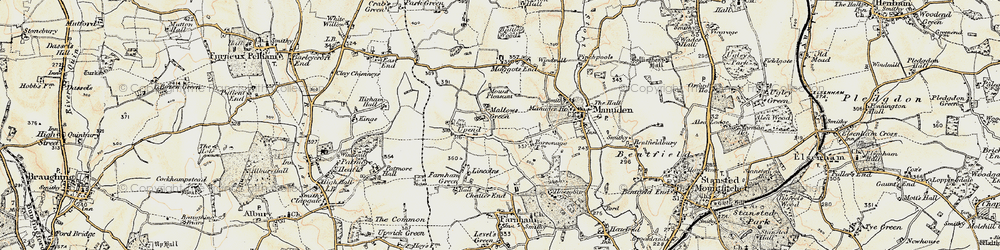 Old map of Mallows Green in 1898-1899