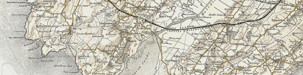 Old map of Malltraeth in 1903-1910