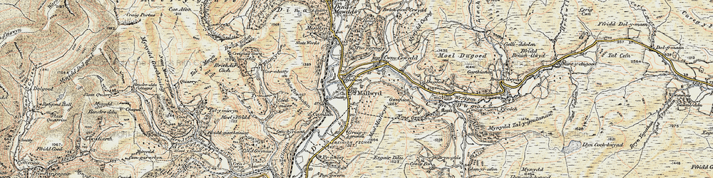 Old map of Mallwyd in 1902-1903