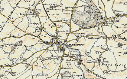 Old map of Malmesbury in 1898-1899